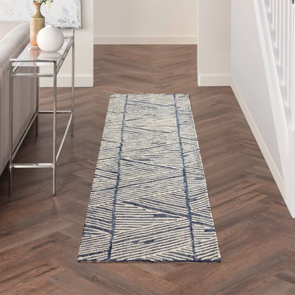 Nourison Vail Textured Wool Area Rug - 2&3x22 x 7&6x22 Runner - Grey/White