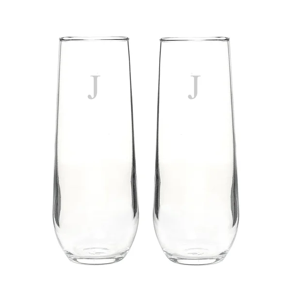 Cathy&s Concepts Personalized Set of Two Stemless Champagne Toasting Flutes