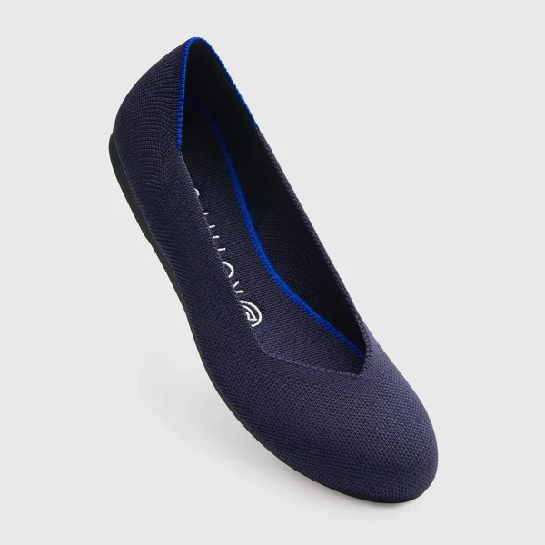 Rothy&s Navy Blue Rounded-Toe Flats - Maritime Navy, Size 7
