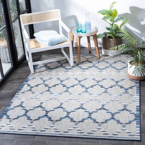 Safavieh Cabana Rug Collection CBN333G - Grey - Blue - 8' x 10'