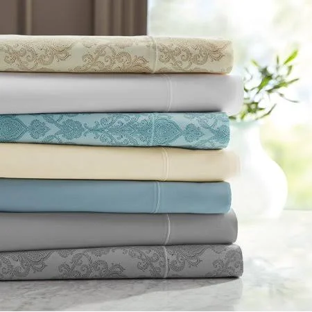 Hotel Style 600 Thread Count 100% Luxury Cotton Sheet Set - Full, Teal Paisley Printed, Green