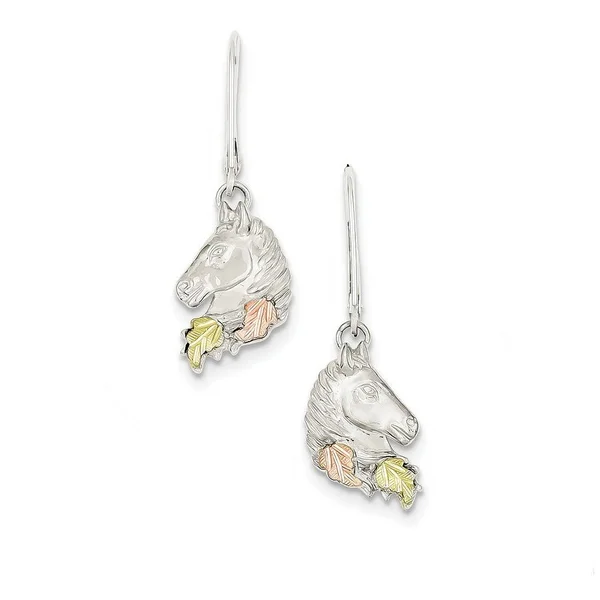 Sterling Silver & 12K Small Horsehead Leverback Earrings
