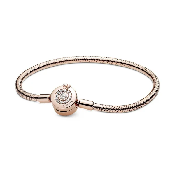 Sparkling Crown O Snake Chain Bracelet - Pandora Rose - 16cm