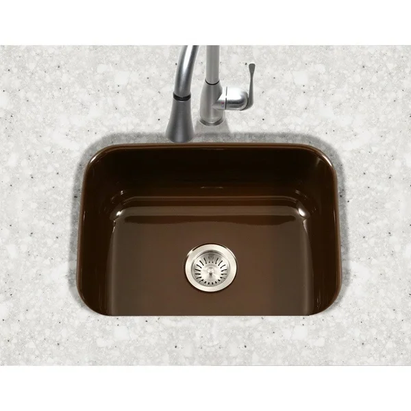 Houzer PCS-2500 Porcela Series Porcelain Enamel Steel Undermount Single Bowl Kitchen Sink - Espresso