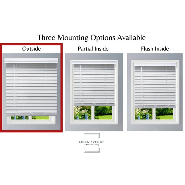 Linen Avenue Custom Cordless Faux Wood Blind White - 49 W x 48 H Outside Mount
