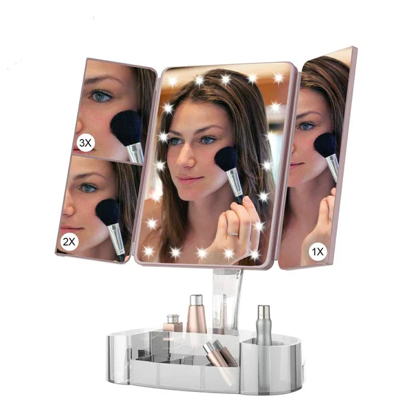 Makeup Mirror with Lights and Bluetooth - Tri-Fold Vanity Mirror