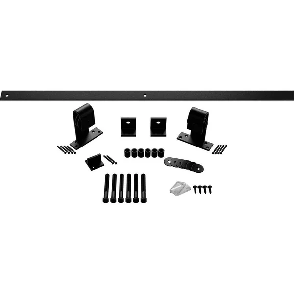 Premium J-Top Mount Barn Door Hardware Set for 1 3/8x22 to 2 1/4x22 Doors (Track Length: 72 Inches - Matte Black)