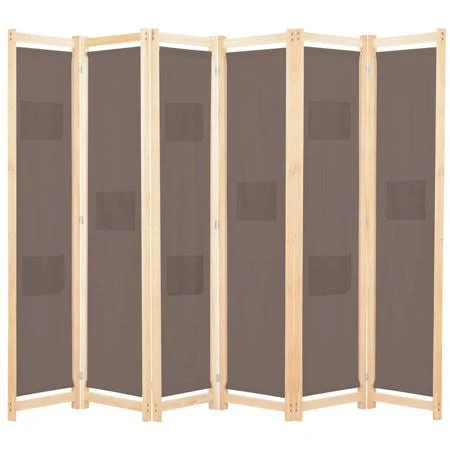 Lixada 6-Panel Room Divider Brown 94.5 inchx66.9 inchx1.6 inch Fabric