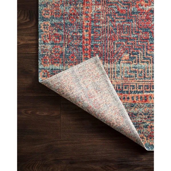 Alexander Home Katherine Boho Floral Vintage Distressed Rug - Red/Navy 9& x 13&3x22