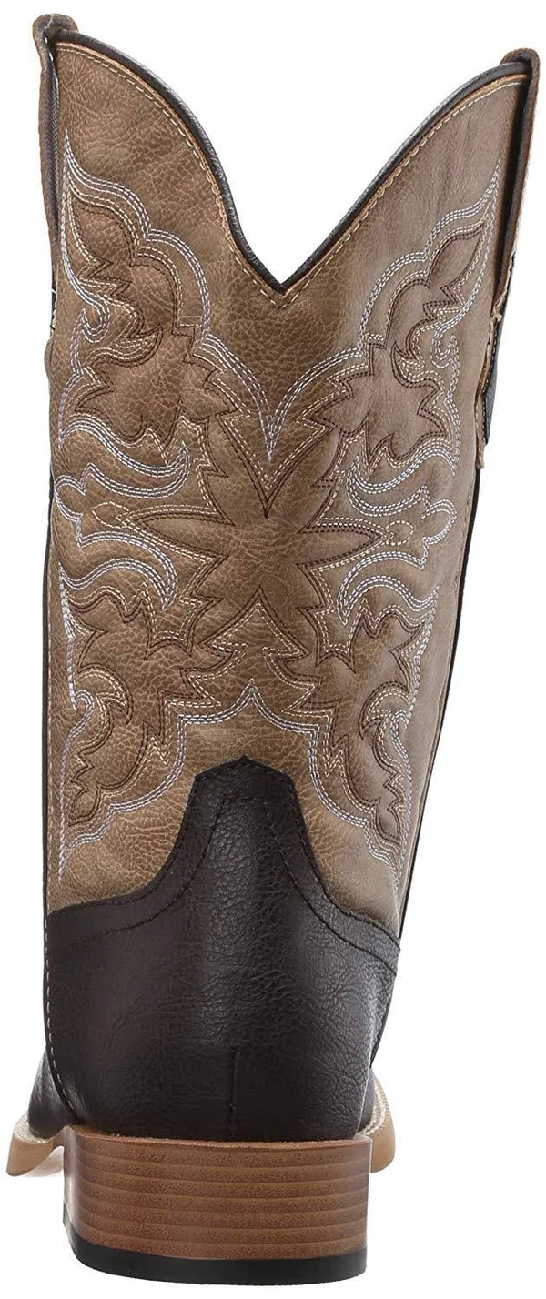 Roper Square Toe Faux Leather Western Boots - Mens, Brown