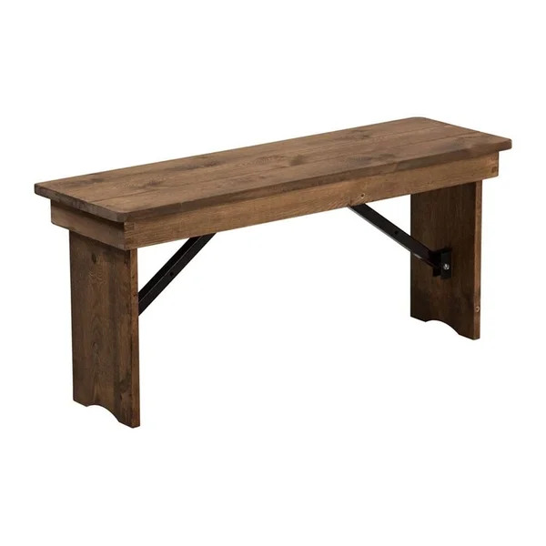 Offex 40'' x 12'' Antique Rustic Solid Pine Folding Farm Bench