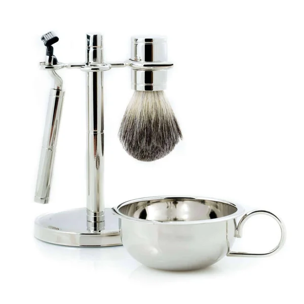 Mach III Razor - Brush and Dish Chrome Shaving Set