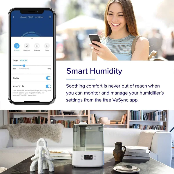 Levoit Cool Mist Humidifiers for Bedroom, 6L Smart WiFi Top Fill Ultrasonic Air