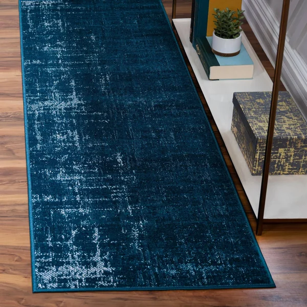 Valencia Blue 10 ft Runner Area Rug