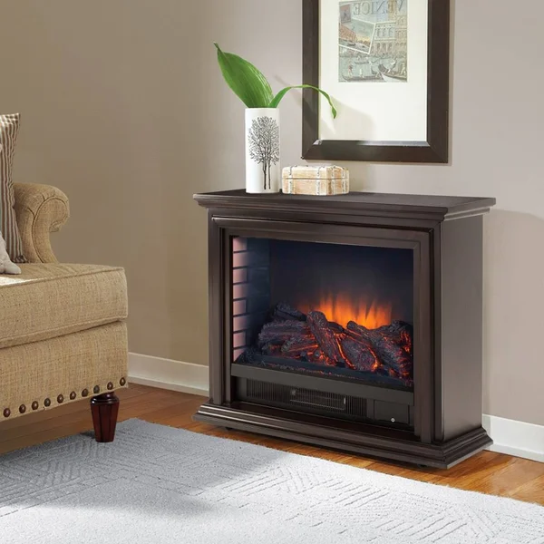 Pleasant Hearth Espresso Sheridan Mobile Infrared Fireplace