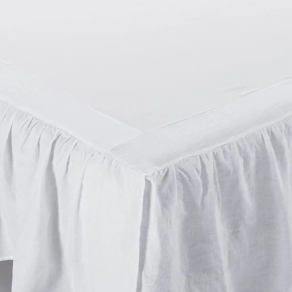 Linen Bed Skirt-Washed Dust Ruffle - Queen - Silver Grey