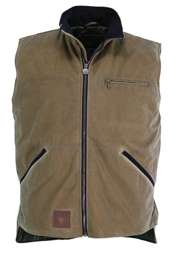 Outback Men's Trading Oilskin Sawbuck Vest, Tan, XL