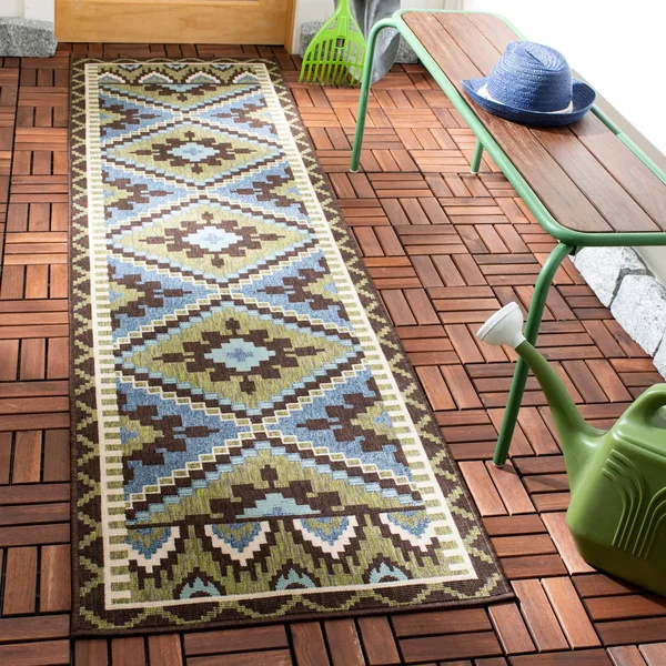 Safavieh Veranda VER096-0742 6&7x22 x 9&6x22 Green, Terracotta Area Rug
