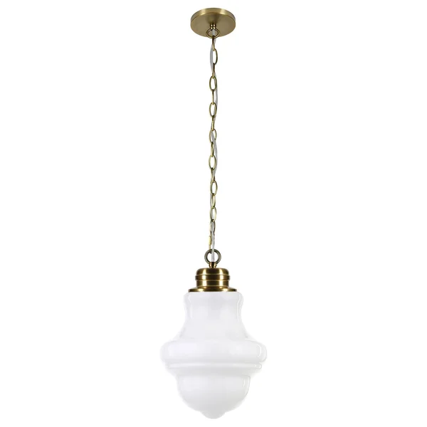 Annie Brass and White Milk Glass Pendant - Hudson & Canal PD0502
