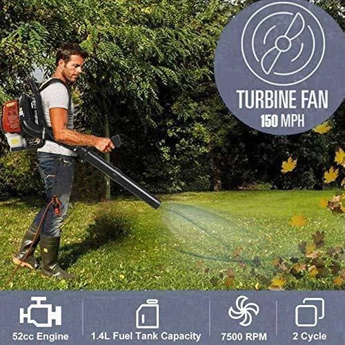 PX-Trunk GAS Leaf Blower 52cc 2 Cycle Engine Backpack, 21.9 x 19.3 x 13.1 inches