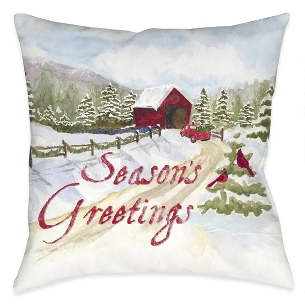 Joyful Greeting Indoor Pillow - Polyester - 18x22x18x22 - Accent - Red - Single