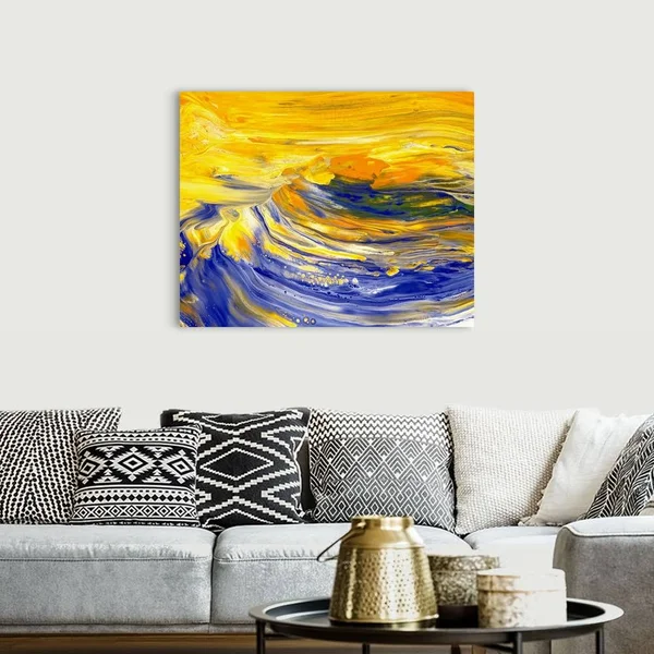 Oil Painting in Yellow and Blue Colors - Front View, Canvas Wall Art, 45x36, Great Big Canvas