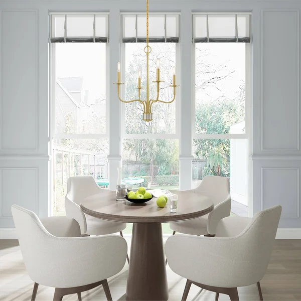 Livex Lighting 51324-12 Lisbon 4-Light Mini Chandelier, Satin Brass