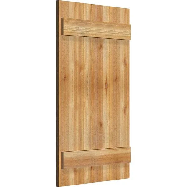 Ekena Millwork RBJ06S21X037RWR 21 1/2x22W x 37x22H TimberCraft Four 5 3/8x22 Boards Joined Board-n-Batten Shutters - Rough Sawn W