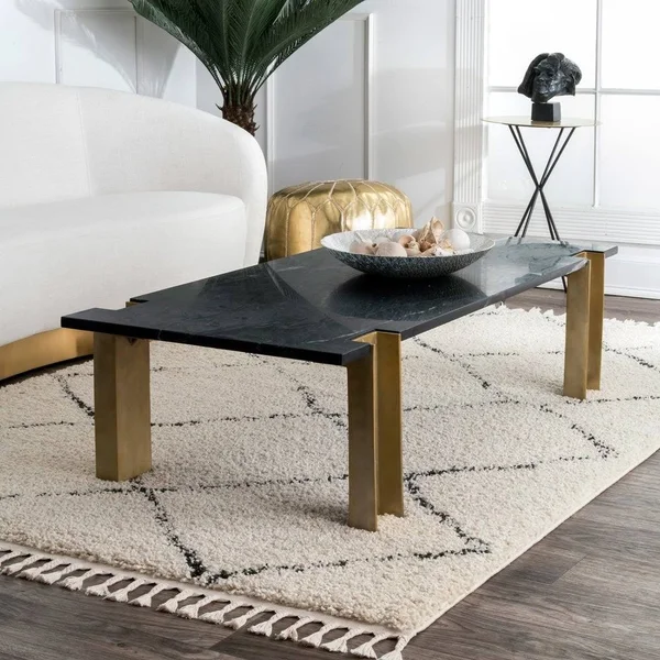 nuLOOM Jessie Moroccan Lattice Shag Off-White 10 ft. Square Rug - Beige