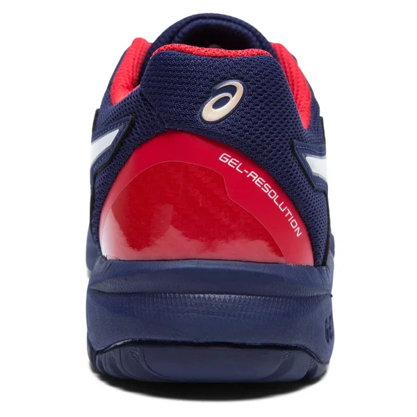 Asics Gel Resolution 8 GS Junior Tennis Shoes - Navy/Red 4.5