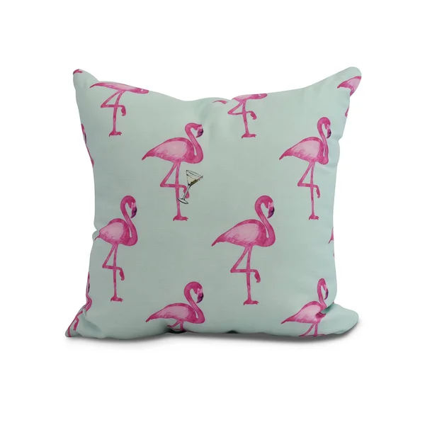 Contemporary Home Living 16x22 Blue and Pink Flamingo Square Throw Pillow - Down Alternative Filler