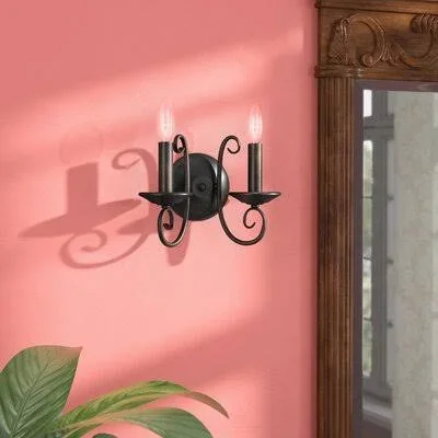Kenedy 2-Light Candle Wall Light Charlton Home Color: Oil Rubbed Bronze