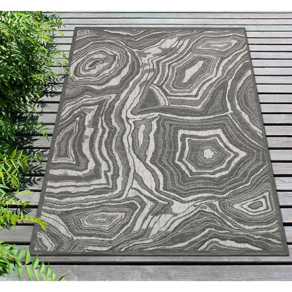 Liora Manne Carmel Agate Indoor/Outdoor Rug Grey 39x22x59x22