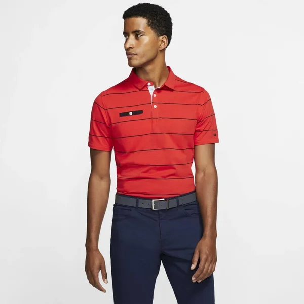 Nike Men's Stripe Player Golf Polo, Size: Small, Habanero Red