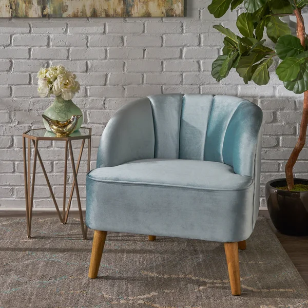 Scarlett Modern Velvet Club Chair, Seafoam Blue