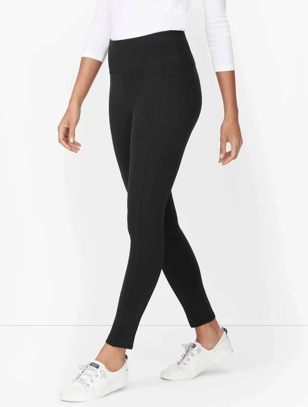 Tech Stretch High Waist Leggings - Black - Large Talbots