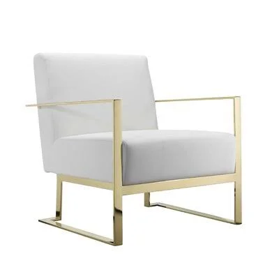 Milo 27.5x22 Wide Lounge Chair Willa Arlo Interiors Upholstery Color: White Faux Leather - Leg Color: Gold