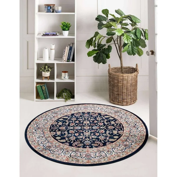 Unique Loom Leeds Narenj Area Rug - 5& 0 x 5& 0 Round - Burgundy