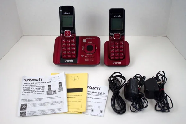Vtech CS6529 DECT 6.0 Cordless Phone System with Caller ID/Call Waiting/Answering Machine, 2 Handsets, Red
