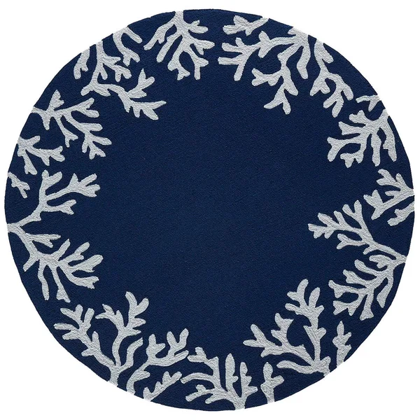 Liora Manne Capri Coral Border Indoor/Outdoor Rug - 5& Round - Navy