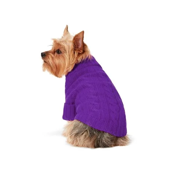 Ralph Lauren Cable Cashmere Dog Sweater - Size M in Royal Lilac