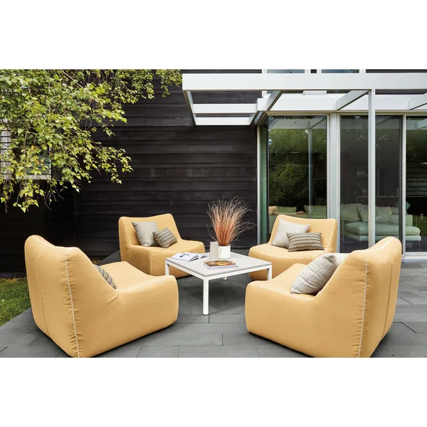 Room & Board, Modern Parsons Outdoor Coffee Table w/ 1x22 Leg 24d 48W 16h in Grey, Grey Recycled HDPE Top w/ Graphite Base