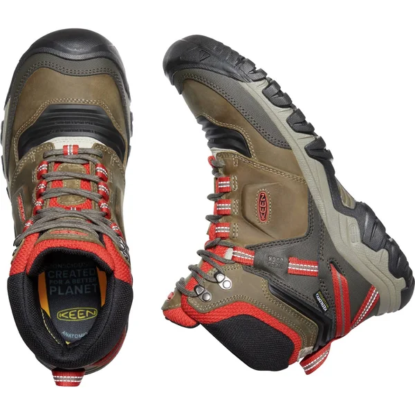 Keen Men's Ridge Flex Mid Waterproof Boot - 12 Wide - Dark Olive - Ketchup