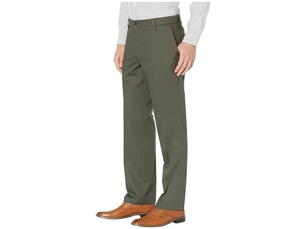Dockers Men's Signature Lux Cotton Straight Fit Creased Stretch Khaki Pants - Olive Grove