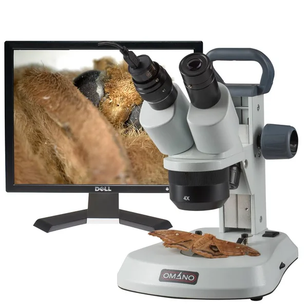 Microscope Omano OM124L 10x - 20x, 40x Rechargeable LED Stereo Microscope Camera Package