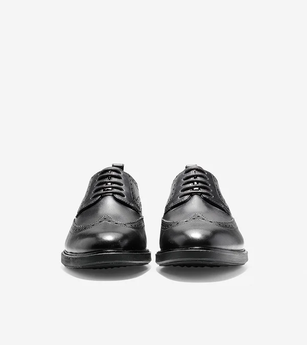 Cole Haan Men's Grandevolution Wingtip Leather Oxfords - Black - Size 8.5