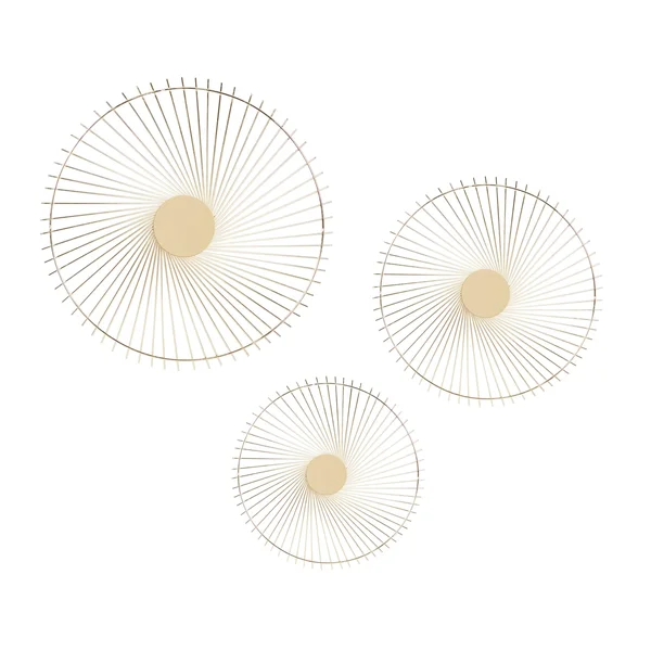Gold Iron Contemporary Wall Decor (Set of 3) - 23 x 3 x 23 Round - 22.63" x 22.63" x 2.50"