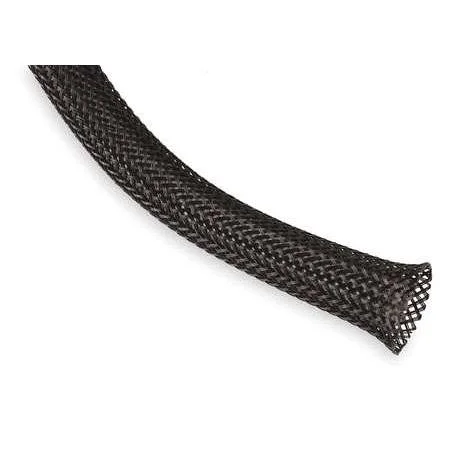 Techflex Ptn0.13bk500 Sleeving, 1/8 in Expandable Braided, 500ft, Size: 025, Black