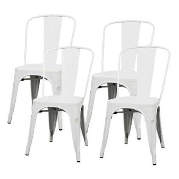 Metropolis Metal Side Chair, Set of 4, Frosted White