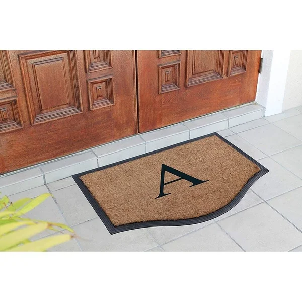 A1 Home Collections A1hc Black/Beige 23.6 in. x 37.4 in. Rubber and Coir Non-Slip Extra Large Heavy Duty Monogrammed J Double Do